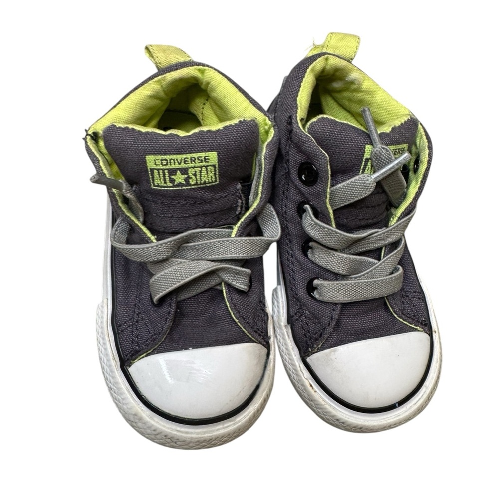 💚 Converse Infant All‎ Star Sneakers 💚 Gray & Neon Green Size 6